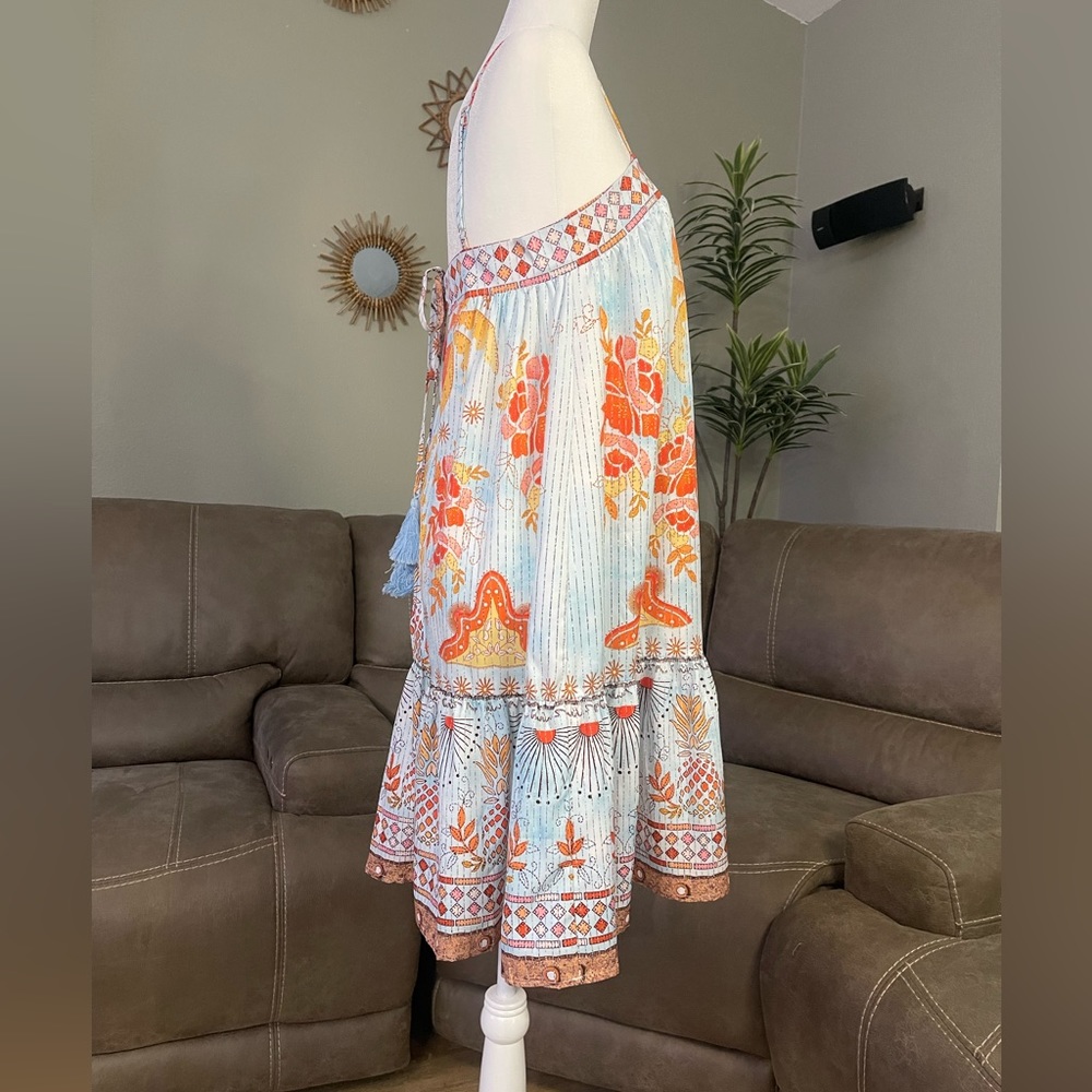 Tropical Palm Pineapple Print Shift Dress Sz S Spring Summer Vacation Easter - Picture 7 of 8